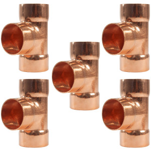 Appli Parts AP-T118B5 1-1/8in Wrot Copper Tee CxCxC connections for refrigeration, air conditioning and plumbing applications ACR and Type L copper pipe (5 x Bag)
 Appli Parts AP-T118B5 1-1/8in Wrot Copper Tee CxCxC connections for refrigeration, air conditioning and plumbing applications ACR and Type L copper pipe (5 x Bag)
