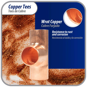 Appli Parts AP-T038B10 3/8pulg Tee de Cobre Conexiones CxCxC soldadas para aplicaciones de refrigeracion, aire acondicionado y plomeria Tuberia de Cobre ACR y Tipo L (10 x Bolsa)