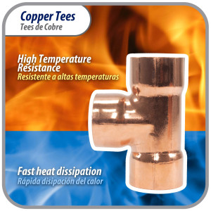 Appli Parts AP-T078B10 7/8pulg Tee de Cobre Conexiones CxCxC soldadas para aplicaciones de refrigeracion, aire acondicionado y plomeria Tuberia de Cobre ACR y Tipo L (10 x Bolsa)