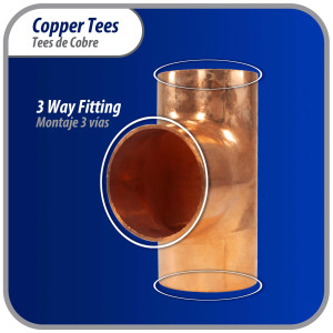 Appli Parts AP-T158 1-5/8 pulg Tee de Cobre Conexiones CxCxC soldadas para aplicaciones de refrigeracion, aire acondicionado y plomeria Tuberia de Cobre ACR y Tipo L