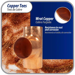 Appli Parts AP-T158 1-5/8 pulg Tee de Cobre Conexiones CxCxC soldadas para aplicaciones de refrigeracion, aire acondicionado y plomeria Tuberia de Cobre ACR y Tipo L
