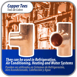 Appli Parts AP-T012B10 1/2pulg Tee de Cobre Conexiones CxCxC soldadas para aplicaciones de refrigeracion, aire acondicionado y plomeria Tuberia de Cobre ACR y Tipo L (10 x Bolsa)