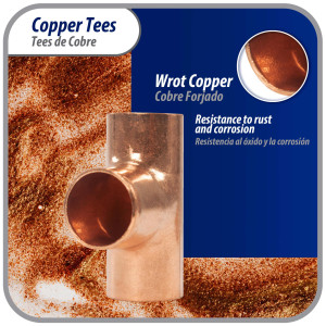 Appli Parts AP-T012B10 1/2pulg Tee de Cobre Conexiones CxCxC soldadas para aplicaciones de refrigeracion, aire acondicionado y plomeria Tuberia de Cobre ACR y Tipo L (10 x Bolsa)