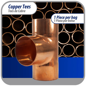 Appli Parts APT-218 2-1/8 pulg Tee de Cobre Conexiones CxCxC soldadas para aplicaciones de refrigeracion, aire acondicionado y plomeria Tuberia de Cobre ACR y Tipo L 