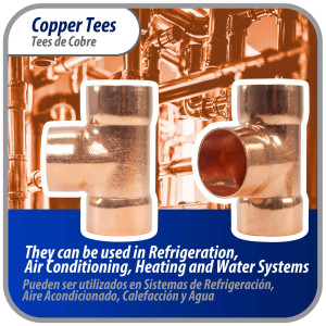 Appli Parts AP-T118 1-1/8 pulg Tee de Cobre Conexiones CxCxC soldadas para aplicaciones de refrigeracion, aire acondicionado y plomeria Tuberia de Cobre ACR y Tipo L