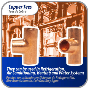 Appli Parts AP-T014 1/4 pulg Tee de Cobre Conexiones CxCxC soldadas para aplicaciones de refrigeracion, aire acondicionado y plomeria Tuberia de Cobre ACR y Tipo L