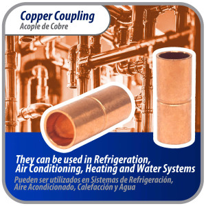 Appli Parts AP-A014 1/4 pulg Anillo de Cobre Accesorios de tuberia de cobre CxC Conexiones soldadas para aplicaciones de refrigeracion, aire acondicionado y plomeria Tuberia de cobre ACR y tipo L