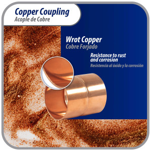 Appli Parts AP-A118B5 1-1/8 in Wrot Copper Coupling fitting CxC Sweat connections for refrigeration, air conditioning and plumbing applications ACR and Type L copper pipe (5 x Bag)

