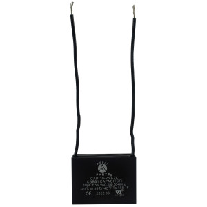Appli Parts CAP-10-250-2C Fan Capacitor 10 mfd (microfarads) uf 250 VAC with 2 Wire Terminal Connections compatible with any brand with same capacitance 1-7/8in Width 1in depth 1-1/2in Height