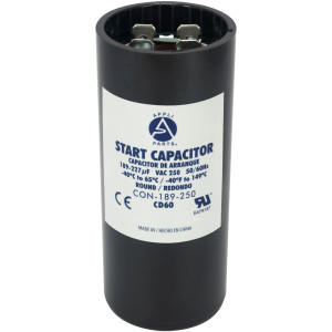Appli Parts CON-189-250 Motor Start Capacitor 189-227 MFD uF, 250 VAC. Universal for Electric Motor Applications, 1.44 in Wide, 3.38 in Height