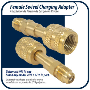 Appli Parts APCA-51614S 5/16 in Female x 1/4 in Male, SAE, R410, Swivel Charging Adapter with Valve Core and Depressor for Ductless Mini Split and other Air Conditioning Applications