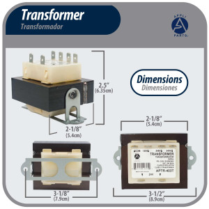 Appli Parts APTR-403T Transformer 120, 208, 240 V to 24 V, 40 Va Foot Mount 1/4 Male Quick Connects, Class B Insulation, Class 2 Transformer
