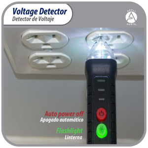 Appli Parts APET-TE1 Detector probador de voltaje de AC sin contacto con linterna LED y alarma de zumbador, para deteccion de cables vivos y neutros en circuitos de CA 12-1000 V