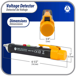 Appli Parts APET-TE1 Detector probador de voltaje de AC sin contacto con linterna LED y alarma de zumbador, para deteccion de cables vivos y neutros en circuitos de CA 12-1000 V
