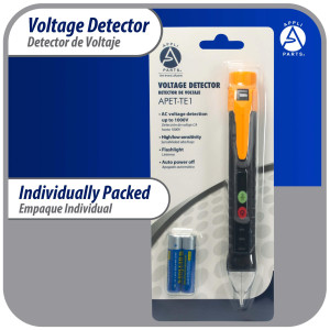 Appli Parts APET-TE1 Detector probador de voltaje de AC sin contacto con linterna LED y alarma de zumbador, para deteccion de cables vivos y neutros en circuitos de CA 12-1000 V