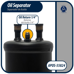 Appli Parts APOS-55824 Separador de Aceite 1/2 pulg ODF Soldable, CFC,HCFC,HFC,R22,R407C,R502,R134a,R404A,R507, Temperatura de trabajo desde -10 C a 130 C