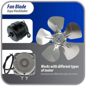 Appli Parts APFB-A09CCW Aluminum Fan Blade 9 in, 230 mm, CCW, 22 degrees, hubless 5 holes, 5 wings
