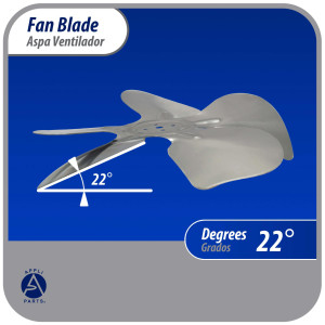 Appli Parts APFB-A09CCW Aluminum Fan Blade 9 in, 230 mm, CCW, 22 degrees, hubless 5 holes, 5 wings