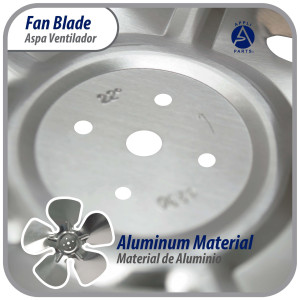 Appli Parts APFB-A12CCW Aluminum Fan Blade 12 in, 300 mm, CCW, 22 degrees, hubless 5 holes, 5 wings