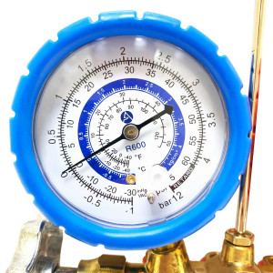 Appli Parts APMG-A4B36S R600 Manifold Gauge Set, Brass Body with Sight-glass, Includes 36 in Hose Set 1/4in SAE, Dual Pressure psi/Bar, Dual Temperature Fahrenheit/Celsius Scales  Appli Parts APMG-A4B36S R600 Manifold Gauge Set, Brass Body with Sight-glass, Includes 36 in Hose Set 1/4in SAE, Dual Pressure psi/Bar, Dual Temperature Fahrenheit/Celsius Scales