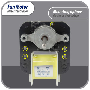 Appli Parts APFM-55 18 W Fan Motor, 110 V, 50/60 Hz, 0.38 A, 3000 rpm, CW rotation Universal replacement intended for Refrigerator Evaporator, Blade not included replaces original part numbers WR60X203, 305540, PS304745, WR60X0191, WR60X0203, WR60X19