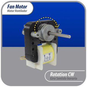 Appli Parts APFM-55 18 W Fan Motor, 110 V, 50/60 Hz, 0.38 A, 3000 rpm, CW rotation Universal replacement intended for Refrigerator Evaporator, Blade not included replaces original part numbers WR60X203, 305540, PS304745, WR60X0191, WR60X0203, WR60X19