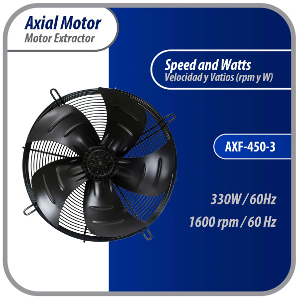 Appli Parts AXF-450-4 Extractor Axial 450 mm (17-3/4 pulg) 220-440 V, 3 ph, 60 Hz, 300 W, 1600 rpm, Rango Temperatura -30 C a 60 C, incluye aspa y base tipo jaula Appli Parts AXF-450-4 Extractor Axial 450 mm (17-3/4 pulg) 220-440 V, 3 ph, 60 Hz, 300 W, 1600 rpm, Rango Temperatura -30 C a 60 C, incluye aspa y base tipo jaula