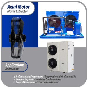 Appli Parts AXF-450-4 Extractor Axial 450 mm (17-3/4 pulg) 220-440 V, 3 ph, 60 Hz, 300 W, 1600 rpm, Rango Temperatura -30 C a 60 C, incluye aspa y base tipo jaula