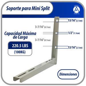 Appli Parts APAB-2160 Soporte de Montaje en Pared para Mini Split - Soporte Universal hasta 150 kg, Compatible con 5000 a 36000 BTU, Incluye Gomas Antivibracion y Kit Completo de Instalacion