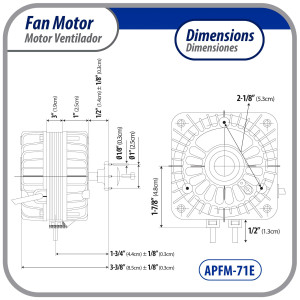 Appli Parts APFM-71E 7W Condenser and Evaporator Fan Motor 115V 60Hz 0.55A, Includes 8in Aluminum Fan Blade and Mounting Base, Universal Replacement for Commercial Refrigeration Units