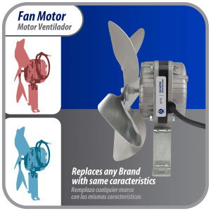 Appli Parts APFM-71E 7W Condenser and Evaporator Fan Motor 115V 60Hz 0.55A, Includes 8in Aluminum Fan Blade and Mounting Base, Universal Replacement for Commercial Refrigeration Units