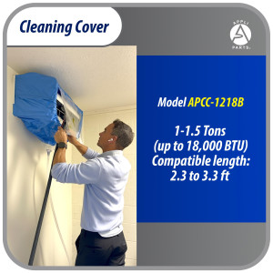 Appli Parts APCC-1218B Cleaning Cover Kit or Maintenance for Mini Split 1 - 1.5 Tons (up to 18,000 Btu) or 2.3 to 3.3 ft in length, Waterproof, 3 yd Drain Hose, with Support Plate and Box Packaging