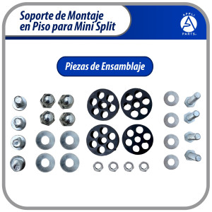 Appli Parts APAB-4440 Soporte de Montaje en Piso para Mini Split. Soporta 200 kg, Compatible desde 9000 a 60000 BTU, Incluye Gomas Antivibracion y Kit Completo de Instalacion. Extensible 56 a 100 cm
