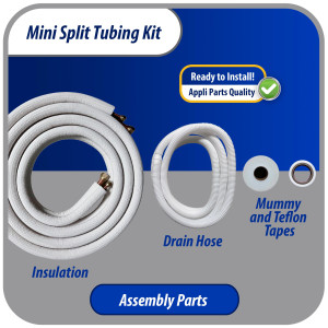 Appli Parts APLS-K14123813 Mini Split Tubing Kit 1/4 x 1/2 in, 13 ft, with 3/8 in Insulation, Drain Hose, Mummy Tape and Teflon Tape