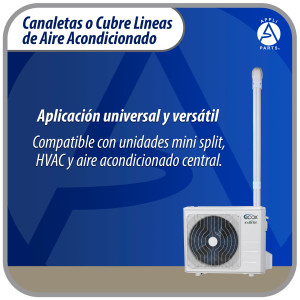 Appli Parts APLC-SET110 Cobertor para Lineas de Aire Acondicionado Juego de 100mm ancho, incluye: 2 Rectas, 1 Acople,1 Tapa Pared, 1 Tapa

