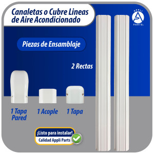 Appli Parts APLC-SET110 Cobertor para Lineas de Aire Acondicionado Juego de 100mm ancho, incluye: 2 Rectas, 1 Acople,1 Tapa Pared, 1 Tapa

