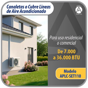 Appli Parts APLC-SET110 Cobertor para Lineas de Aire Acondicionado Juego de 100mm ancho, incluye: 2 Rectas, 1 Acople,1 Tapa Pared, 1 Tapa

