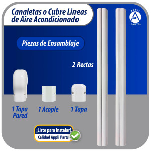 Appli Parts APLC-SET75 Cobertor para Lineas de Aire Acondicionado Juego de 75mm ancho, incluye: 2 Rectas, 1 Acople,1 Tapa Pared, 1 Tapa
