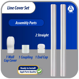 Appli Parts APLC-SET75 Line Cover Set 3in x 7.5 ft includes, 2 Straight, 1 Coupling, 1 Wall Cap Cover, 1 End Cap