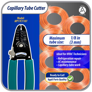 Appli Parts APT-TC1107 Capillary Tube Cutter for Copper up to 1/8 in 3 mm, Professional HVAC and DIY Tool, compatible with soft metals