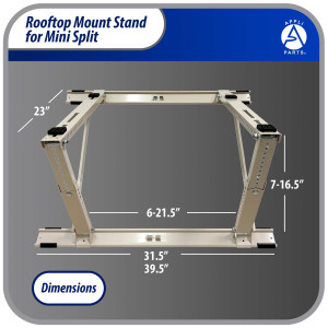 Appli Parts APAB-4335 Rooftop Mount Stand for Mini Split 9000 to 24000 BTU Supports 335 lb Adjustable 10 to 45 Degrees Includes Anti Vibration Pads and Full Installation Kit