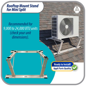 Appli Parts APAB-4335 Rooftop Mount Stand for Mini Split 9000 to 24000 BTU Supports 335 lb Adjustable 10 to 45 Degrees Includes Anti Vibration Pads and Full Installation Kit