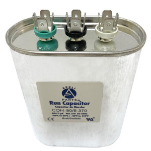 Appli Parts CON-80/5-370 Condensador Capacitor de Marcha 80+5 Mfd uF (microfaradios) 370VAC CBB65 Universal Aire acondicionado y otras aplicaciones Ovalado UL, 7.7cm Ancho 4.5cm Prof 10.2cm Alto