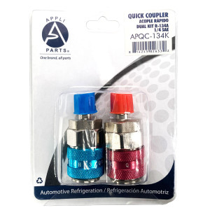 Appli Parts APQC-134K Quick Coupler Kit R-134a Adapters for automotive Air Conditioning Charge includes 1/4 in Hi and Low Straight professional grade pressure connections  Appli Parts APQC-134K Quick Coupler Kit R-134a Adapters for automotive Air Conditioning Charge includes 1/4 in Hi and Low Straight professional grade pressure connections
