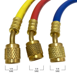 Appli Parts APMG-H36630 36 in Long 1/4 in SAE, 3pcs Refrigerant Hoses for use with HVAC Manifold gauges, Multiple Refrigerant, rated 600-3000 psi for Charging and Servicing Refrigeration systems Appli Parts APMG-H36630 36 in Long 1/4 in SAE, 3pcs Refrigerant Hoses for use with HVAC Manifold gauges, Multiple Refrigerant, rated 600-3000 psi for Charging and Servicing Refrigeration systems