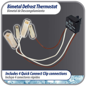 Appli Parts APBT-B261P Bimetal Termico 4 Cables Abre 7C y Cierra -4C con 4 conectores, Remplazo para Mabe, Remplaza BIM-261, Atlas Millenium, Innovacion, Termodisco