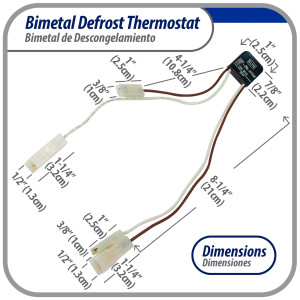 Appli Parts APBT-B261P Bimetal Termico 4 Cables Abre 7C y Cierra -4C con 4 conectores, Remplazo para Mabe, Remplaza BIM-261, Atlas Millenium, Innovacion, Termodisco