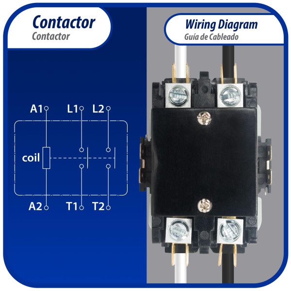 Appli Parts APAC-24024 Contactor 2 Polos 40A 24V Bobina Repuesto para Compresores de CA y Aplicaciones Electricas Certificacion UL E476929 de Trabajo Pesado Appli Parts APAC-24024 Contactor 2 Polos 40A 24V Bobina Repuesto para Compresores de CA y Aplicaciones Electricas Certificacion UL E476929 de Trabajo Pesado