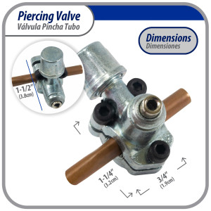 Appli Parts APT-PV110 Valvula perforadora 1/4, 5/16 o 3/8 pulg, tipo bala con adaptadores y sello para sistemas de refrigeracion con puerto de servicio SAE de 1/4 pulg Appli Parts APT-PV110 Valvula perforadora 1/4, 5/16 o 3/8 pulg, tipo bala con adaptadores y sello para sistemas de refrigeracion con puerto de servicio SAE de 1/4 pulg