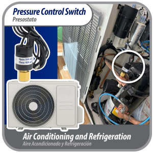 Appli Parts APPS-550450 Valvula Presostato R410 Alta, Abre 550 psi, Cierra 450 psi, 1 m Cable, SPST, 1/4 SAE Hembra, Reset Automatico, remplazo Universal para Aire Acondicionado